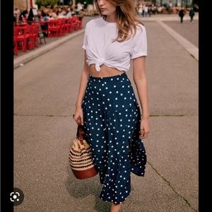Sezane Tammie Navy Polka Dot Skirt 4